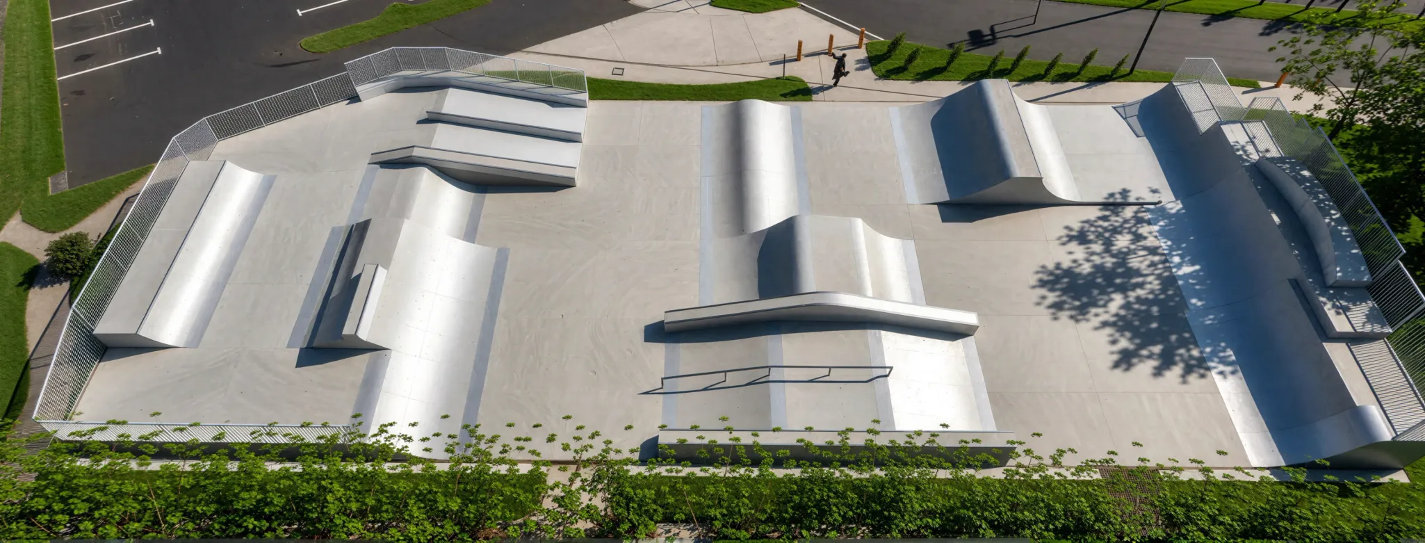 Le nouveau skatepark en béton de La Motte-Servolex, vu du ciel