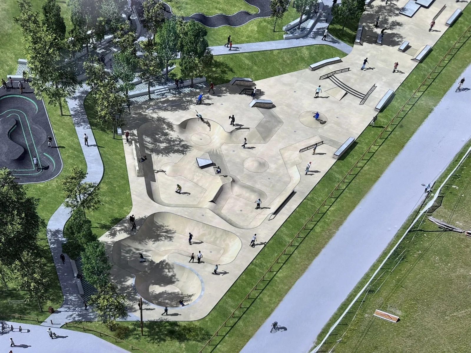 Le skatepark d’Aix-les-Bains, face à la montagne